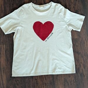 Sezane La Chamade T-shirt Cream / Red - Size XXL